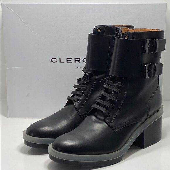 Clergerie Eden Leather Combat Boots size 39.5 - Picture 1 of 14